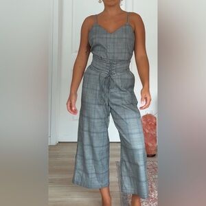 Urban Outfitters Gray Checkered Jumpsuit